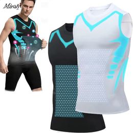 Ionic Shaping Vest For Men Ice-Silk Slimming Vest Body Shaper Compression Shirts Tank Top Tummy Control Sleeveles Fitness Shirts 240129