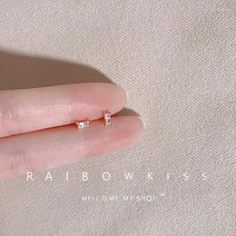 Stud Earrings Geometry Rectangle For Women Simple Mini Crystal Zircon Invisible Ear Nails Career Female Daily Small Jewellery