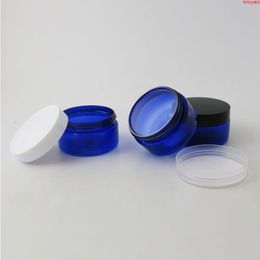 30 x 100g Travel Empty Blue cream jar with Plastic white black clear lids and pet seal 100ml PET Jar Cosmetic Containerhigh qualtity Sqkxm