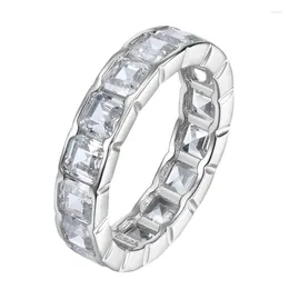 Cluster Rings S925 Silver Diamond Ring Female 4 Pagoda Micro Inlay Cross Border Wholesale