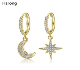 Trendy Cubic Zirconia Crystal Gold Star Moon Hoop Earrings Set New Design Moon Korean Wedding Party Jewelry For Woman Jewelry4160462