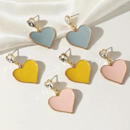 Stud Earrings Sweet Girl Double Heart Lady Macarons Colour Drop Love Fashion Party Trend Jewellery Friends Gift