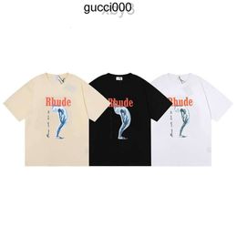 2022 Summer American Fashion Brand Rhude Tortured Goddess Hip Hop Men and Womens Casual Short Sleeve T-shirt 0QSR