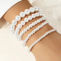 Link Bracelets White Pearl Bracelet For Women Girls Simple Vintage Natural Jewelry Daughter Birthday Gift Valentines Day
