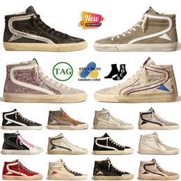 Platform Vintage Slide Calfskin Flash Handcrafted Mid Ball Star Italy Brand Womens Mens Upper Silver Gold Designer Shoes Glitter Trainers Sneakers Leather Sports