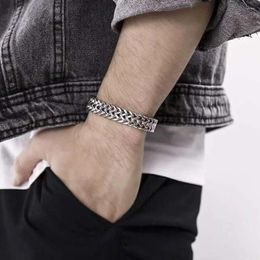 Link Bracelets 10mm Wide 316L Stainless Steel Men's Magnetic Buckle Bracelet Simple Chain Male Jewelry Vintage Fashion Punk Hand