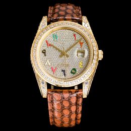 2024 new watch Full Diamond Log Vacuum plating Real snakeskin strap The dial and case are set with luxurious Luo crystal diamonds Thickness 10mm mirror sapphire glass