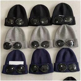 Beanie/Skull Caps Designer Two Lens Glasses Goggles Beanies Men Knitted Hats Skl Caps Outdoor Women Unie Winter Beanie Black Grey Bonn Dhx4A