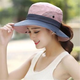 Berets 2024 Summer Hat For Women UV UPF Wide Brim Breathable Sun Outdoor Hiking Fishing Bucket Waterproof Boonie