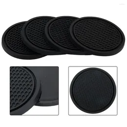 Interior Accessories 4pcs Auto Car Vehicle Stylish Water Cup Bottle Holder Pad Non-Slip Silicone Round Mat Wear-resistant Anti-Slip