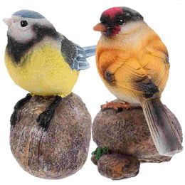 Garden Decorations 2 Pcs Moss Micro Landscape Adorable Mini Figure Resin Birds Fake Miniature Decoration For Shelves Figurine Statue