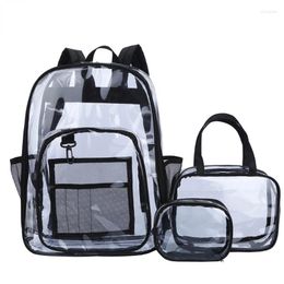 Backpack Transparent PVC Set Bag Waterproof Unisex Large Capacity Solid Clear Couple Fashion Bagback Designer
