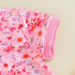 Clothing Sets Toddler Girl 2Pcs Summer Outfits Short Sleeve Floral Print Tops Drawstring Shorts Set Infant Clothes