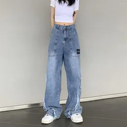 Women's Jeans Blue High Waist S Pants For Woman Straight Leg Vibrant Streetwear Luxury Designer Cool Top Selling Trousers A Z