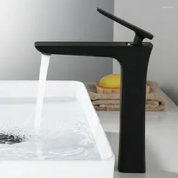 Bathroom Sink Faucets Basin Faucet Deck Mounted And Cold Water Mixer Taps Matte Black Lavatory Brass Single Hole Tap
