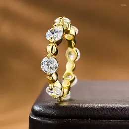 Cluster Rings 925 Silver Round Interbead Diamond Ring Minimalist Jewelry Wholesale