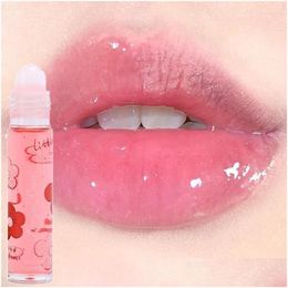 Lip Gloss Jelly Flower Oil Moisturizing Transparent Anti Cracked Roll-On Hydrating Crystal Clear Lips Care Makeup Cosmetics Drop Deliv Otzad