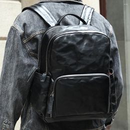 Backpack Vintage Vegetable Tanned Leather Shoulder Bag Men Large Capacity Commuter Business Summer Bags Men's