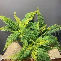 56cm Large Artificial Flower Boston Fern Bunch Plastic Green Plants Fake Leaves Craft Foliage Home Decoration 240127