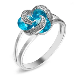 Cluster Rings Eulonvan Punk 925 Sterling Silver Wedding Jewellery For Women Drop Light Blue Cubic Zirconia S-3739 Size 6 7 8 9 10