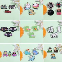 Brooches 3pcs/sets Enamel Creative Animal Bat Frog Pins Cartoon Lapel Badge Jewellery For Backpack Clothes Accessories Gift