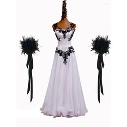 Stage Wear Modern Waltz Performance Costume Competition White Off Shoder Long Black Embroidered Dance Skirt Drop Delivery Apparel Otrps