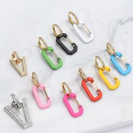 Dangle Earrings 1PC Triangle Geometric Drop Pendant Cubic Zirconia Ear Piercing Earring For Women Neon Fluorescent Jewelry