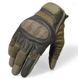 Cycling Gloves Tactical Military Full Finger Leather Army Combat Touch Screen Anti-Skid Hard Knuckle Protective Gear Men