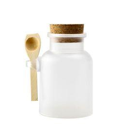 Frosted ABS Bath Salt Shaker Seal Refillable Mask Bottles with Wood Spoon & Soft Cork 100ml 200ml 300ml Jowks Ilbpw