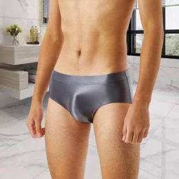 Underpants Trendy Men Briefs Cosy Seamless Daily Wear Pure Colour Underwear