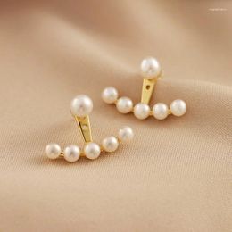 Stud Earrings Fashion Classic Fan-shaped Ear Studs Pearl 6-7mm Creative Design A Two-wear Removable Sense For Women Jewelry