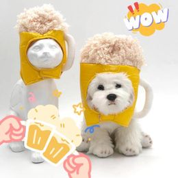 Dog Apparel 2024 Pet Hat Cap Leather Material Headdress Christmas Beer Party Warm Windproof Dogs Funny Cospaly Props Costume Clothes