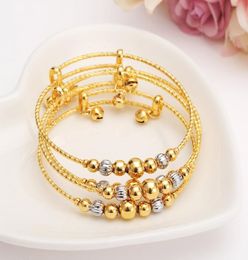 4pcs dubai Charm Bracelet for Women Gold silver beads Bangle cute bell kids girls women Hand Chain Jewelry anklets Arab gift5337611