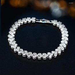 Link Bracelets Joyme Luxury White Gold-Color Chain Roma Bracelet For Women Ladies Shining Cubic Zircon Crystal Jewellery Wedding