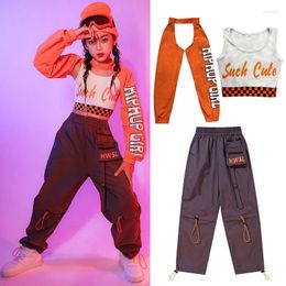 Stage Wear Kids Hip Hop Clothes For Girls Jazz Costume Crop Tops Cargo Pants Street Dance Performance Clothing Modern Rave BL5888