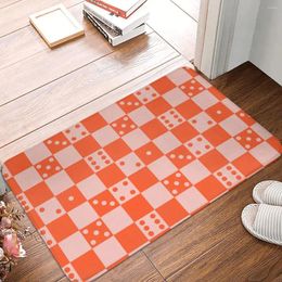 Carpets Chequered Dice Pattern Creamy Pink And Sweet Orange Colour Palette DND Game D20 D&D Non-slip Doormat Carpet Bath Bedroom Mat