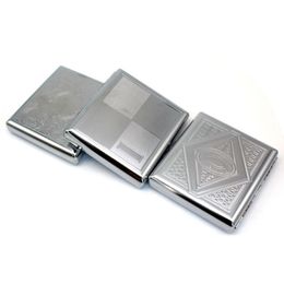 Cigarette Cases 20Pcs Stainless Steel Embossed Portable Metal Pressed Cigarette Case Box Drop Delivery Home Garden Household Sundries Dhxot