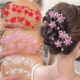 Hair Clips Crystal Pearl Flower Frosted Bride Clip Super Immortal Embellishments Flowers U-shaped Hairpins Fresh Hairstyle Accessories