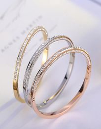 Österrikiska kristaller manschettarmband rostfritt stål fahison brudguldarmband tunna armband eleganta smycken7494602