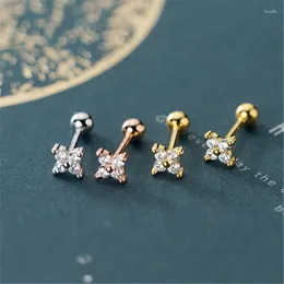 Stud Earrings Fashion Screw Clear Zircon Leaf For Women Cartilage Piercing Jewellery Gift Eh220