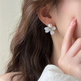 Stud Earrings Fashion Light Luxury Butterfly Sparkling Zircon Trend Simple Elegant Temperament High-end Design Sense Jewelry Gift