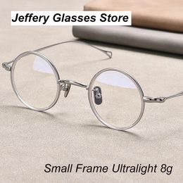 Sunglasses Frames 2024 Japanese Small Round Glasses Frame Handmade Ultralight 7g Titanium Prescription Eyeglasses Optical Eyewear For High