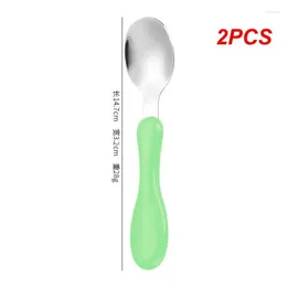 Forks 2PCS Training Tableware Fork Auxiliary Plastic Cartoon Bamboo Fibre Baby Feeding Plate