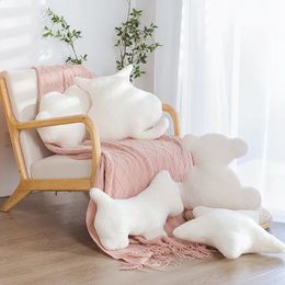 Cute Animal Style Throw Pillow White Stuffed Star Cloud Bear Cat Pillow Cushion Home Decoration Kids Toys 240118