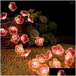 Led Strings Strings Decorative Lights 8Inch 20 Leds Garland Deco Flower String Led Light Fixture Cherry Lighting Drop Delivery Lights Dhrxo