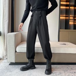 Men's Suits Black Suit Pants Men Fashion Social Mens Dress Korean Loose Casual Straight Trousers Elastic Waist M-2XL