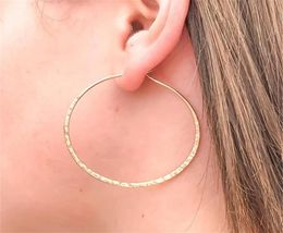 Hammered Hoop Earrings Personalised Handmade Vintage Gold Jewellery Brincos Girlfriend Party Gift Pendientes oorbellen Earrinngs3063031