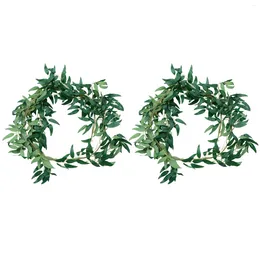 Decorative Flowers 2pcs Willow Leaf Decoration Simulation Indoor Rattan Plants Leaves