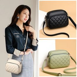 Diamond Lattice Womens Shoulder Bag Leather Female Crossbody Bags Luxury Handbags Organiser and Purses Shopping Cell Phone 240124