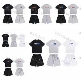 Trapstar Tracksuit Men's T-shirt designer's new towel embroidered summer style casual short sleeve T-shirt men's and women's tracksuit Short-sleeved shorts suit